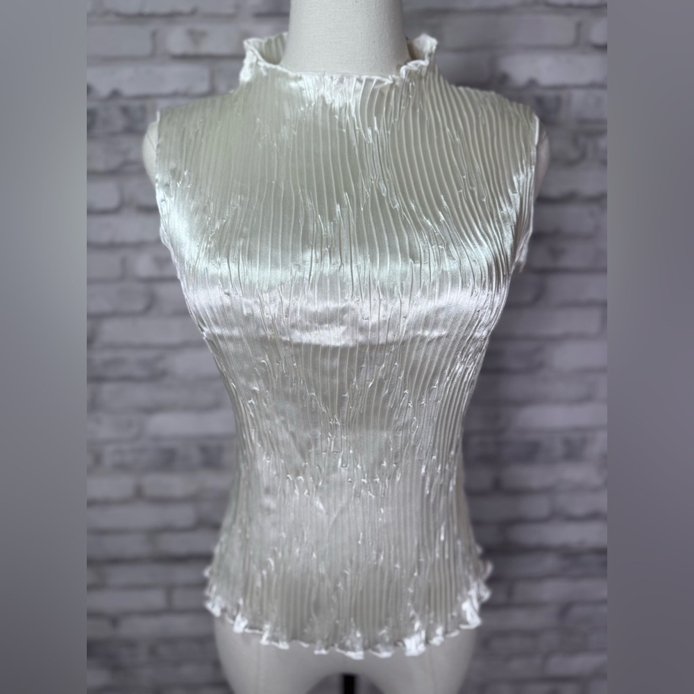 Sash Strapless Pleated Lightweight Ivory Satin Top